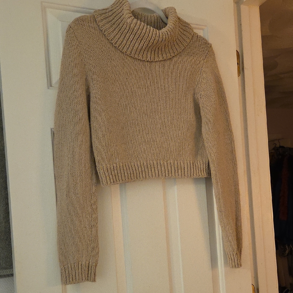 Free People Taupe Cowl Neck Sweater